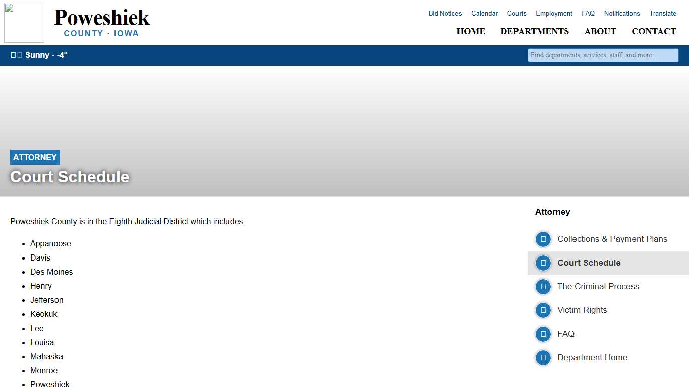 Court Schedule - Attorney of Poweshiek County, Iowa